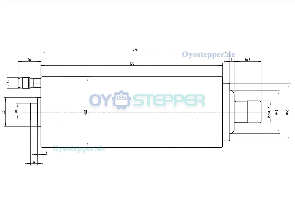 Wassergek&uuml;hlte CNC HF-Spindel 2,2kW &Oslash;80mm ER20 110V/220V/380V 24000U/min 8A